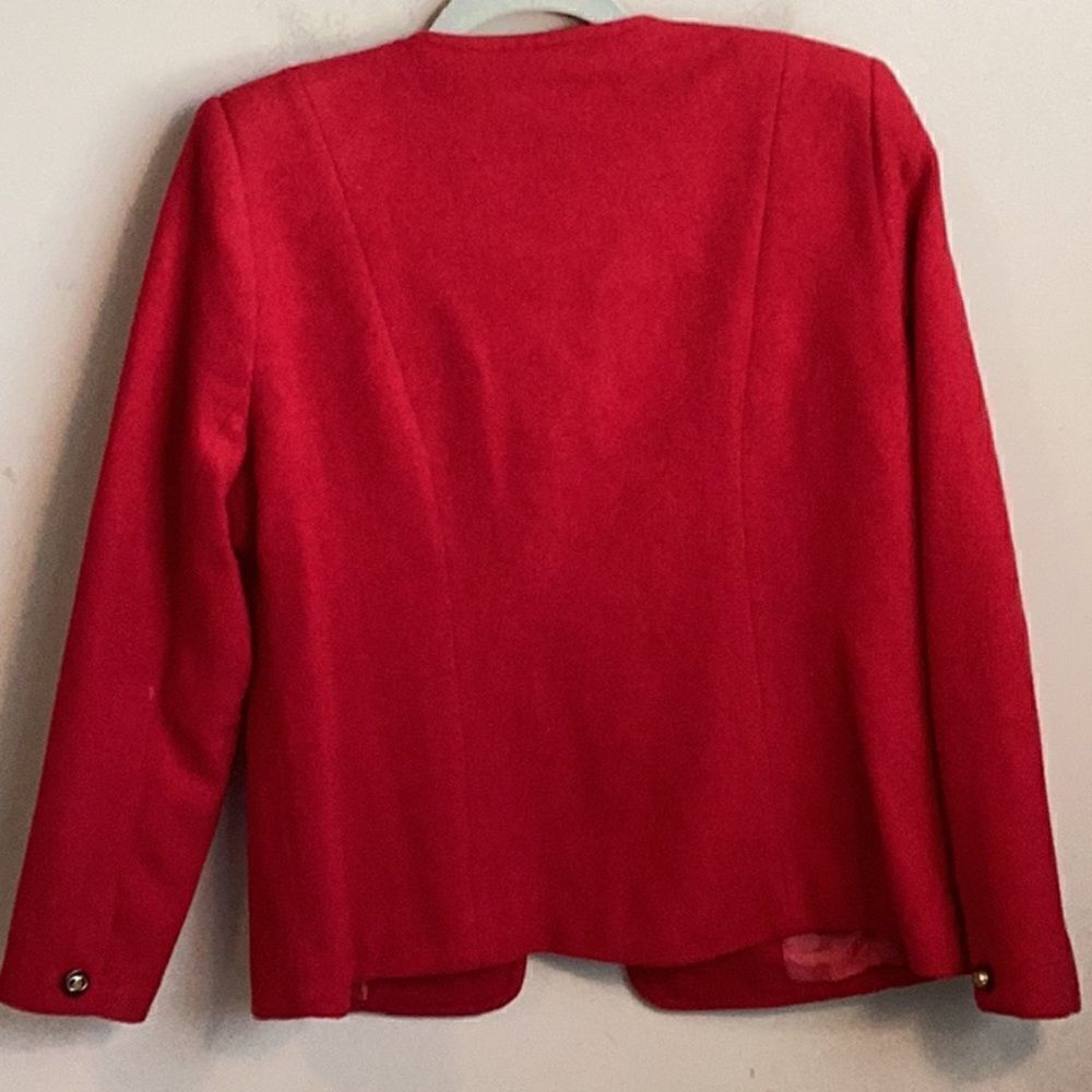 Ozibiz Australia Cashmere Blend Vtg Red Blazer 12 - Picture 6 of 8
